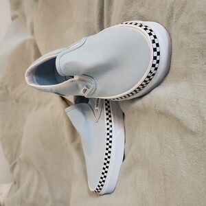 Light blue Vans slip-ons, size 6 womens